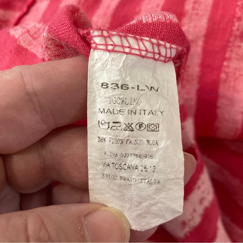 New Collection Linen Fuchsia Pink Striped Sleeveless Tunic Maxi Dress, Sz M - Picture 5 of 5